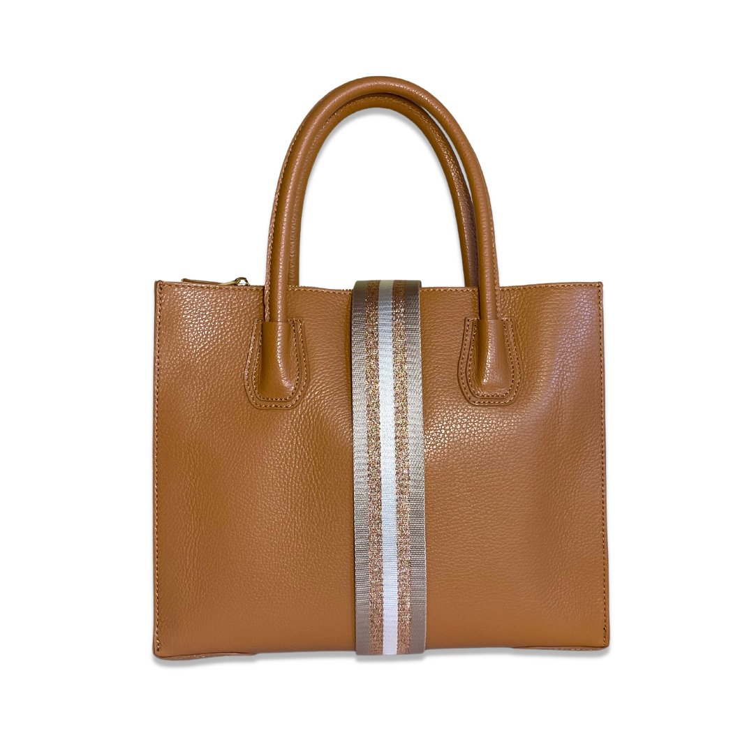 CAMEL LEATHER TOTE HANDBAG GIFT SET WITH MIX AND MATCH STRAP Roodle Australia